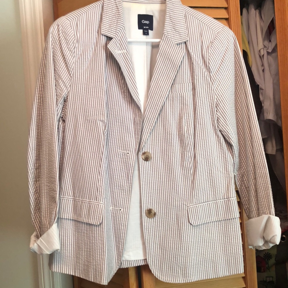 Tan striped dress jacket